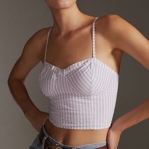 Anthropologie Striped Bustier Crop Top Purple